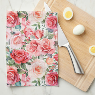 Romantisk Rosa Watercolor Ro Kökshandduk