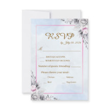 Romantisk rosablommig bröllops-RSVP-kort