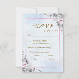 Romantisk rosablommig bröllops-RSVP-kort OSA Kort