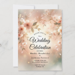 Romantisk rosafärgad körsbärsblomstervigsel inbjudningar