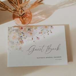 Romantisk rosatonad persiko blomsterbröllopsfest gästböcker
