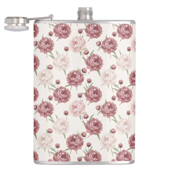 Romantisk rosé & burgunder peony blomster mönster fickplunta (Öppnad)