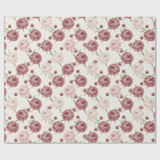 Romantisk rosé & burgunderfärgad pion blomsterdesi presentpapper