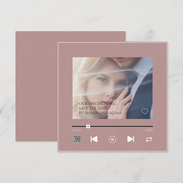 Romantisk Rose Gold Bröllopsvisa QR Spara Datum Datumet (Fram/baksida)