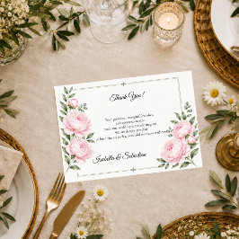 Romantisk Rosé Peony Elegans Bröllop Tack Kort