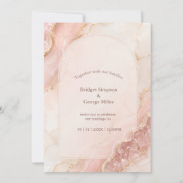 Romantisk Rose Quartz Agate marmordoktor Bröllop Inbjudningar