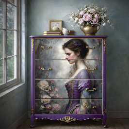 Romantisk Rosen Trädgård Kvinna Porträtt Decoupage