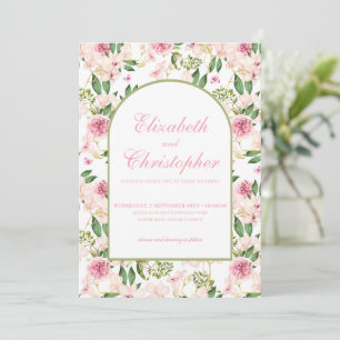 Romantisk Rosenskär Blommig Bröllop Inbjudningar