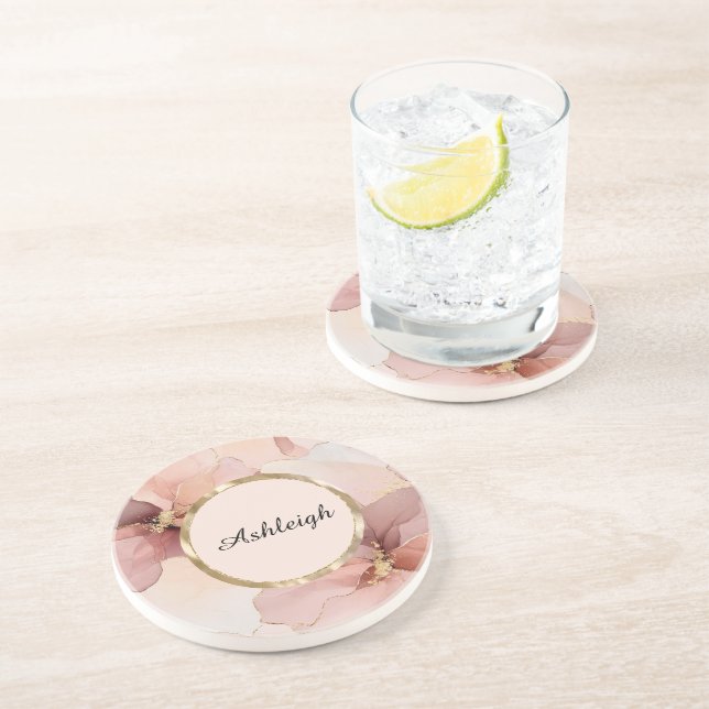 Romantisk rosenskär rosa guld floral bröllopsdusch underlägg (Sidan)