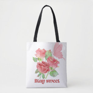 Romantisk Rosestetisk Totebag - Inspirerande Gåva Tygkasse
