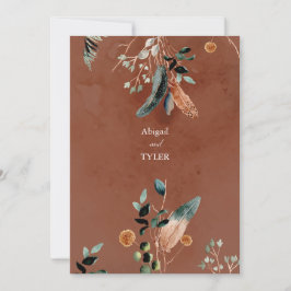 Romantisk Rustik Fjäder & Vintage Blommotiv Inbjudningar