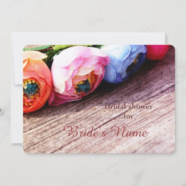 Romantisk rustik land ranunculus wand inbjudningar (Framsida)