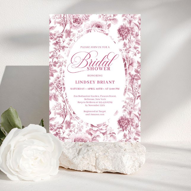 Romantisk sammetsros blomsterbröllopsfestinbjudan inbjudningar (Romantic Velvet Rose Floral Bridal Shower Invitation)