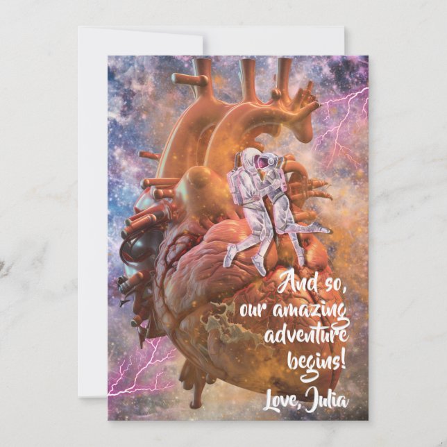 Romantisk Sci-fi Space Astronauts par Valentine Julkort (Framsida)