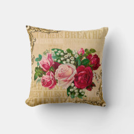 Romantisk sepiatdesign röd ros vintage på kudde