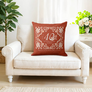 Romantisk Shabby Chic Röd Rost 40-årsjubileum Kudde