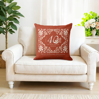 Romantisk Shabby Chic Röd Rost 40-årsjubileum Kudde