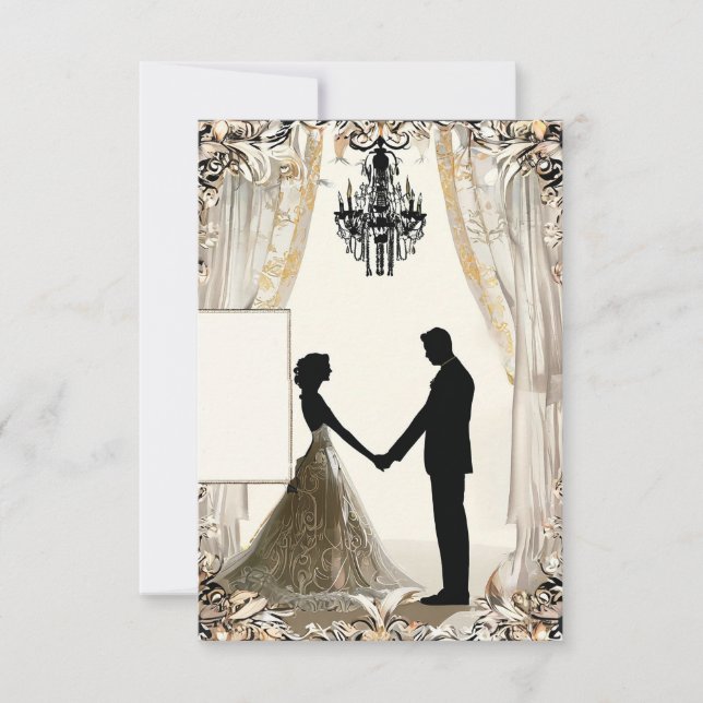 Romantisk silhuett av ett par inbjudningar (Framsida)