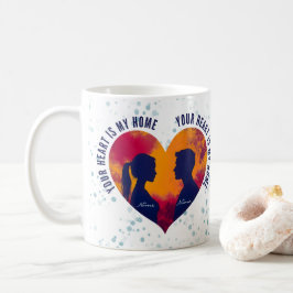 Romantisk Silhuettpar Ditt Hjärta Är Mitt Hem Kaffemugg