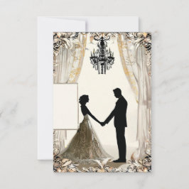 Romantisk siluett av ett par inbjudningar