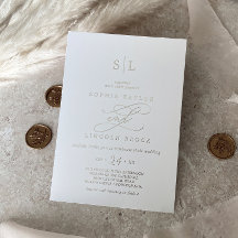 Romantisk silver Foil Calligraphy Monogram Bröllop