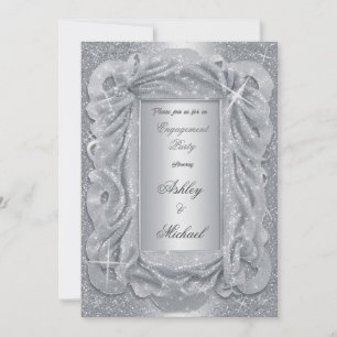 romantisk silver silkeslen gnistrande glans glitte inbjudningar