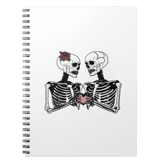Romantisk Skeleton par - gotin with Heart Händer Anteckningsbok (Framsidan)