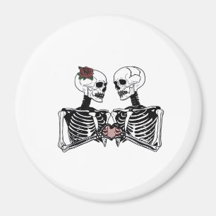 Romantisk Skeleton par - gotin with Heart Händer Magnet