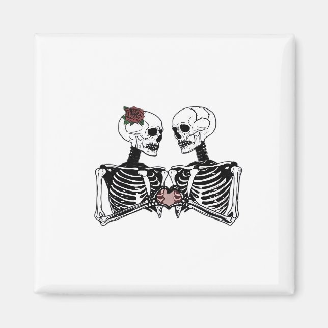 Romantisk Skeleton par - gotin with Heart Händer Magnet (Framsidan)