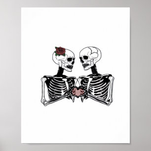 Romantisk Skeleton par - gotin with Heart Händer Poster