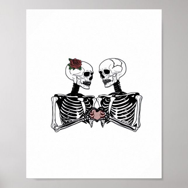 Romantisk Skeleton par - gotin with Heart Händer Poster (Framsidan)