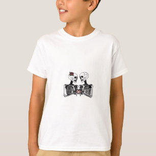 Romantisk Skeleton par - gotin with Heart Händer T Shirt