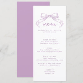 Romantisk sketched Bow | Lilac Background Bröllop Meny