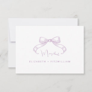 Romantisk sketched Bow Lilac Bröllop Tack Kort