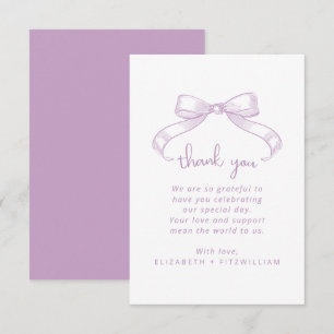 Romantisk sketched Bow Lilac Bröllop Tack Kort