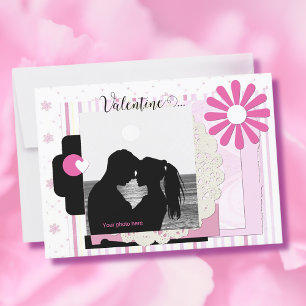 Romantisk skrapbook Photo Valentine Julkort