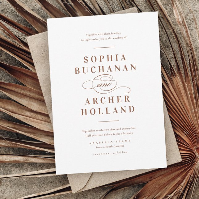 Romantisk skrift Typografi Terracotta Bröllop Inbjudningar (Skapare uppladdad)