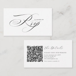 Romantisk Skript Kalligrafi QR-kod Bröllop RSVP Tilläggskort