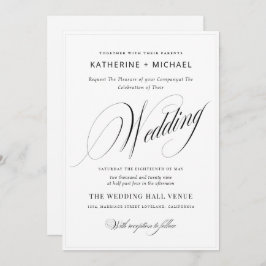 Romantisk skriptkalligrafi - enkel & Chic Bröllop Inbjudningar