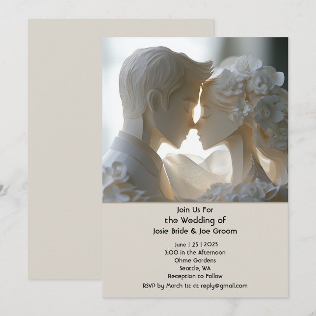 Romantisk skulpturinbjudan till bröllop inbjudningar (Fram/baksida)