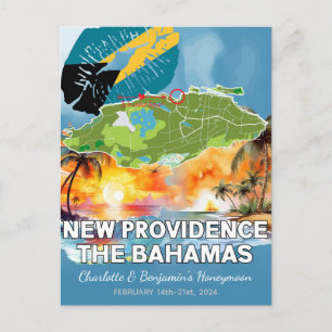 Romantisk smekmånad New Providence Bahamas Karta Vykort