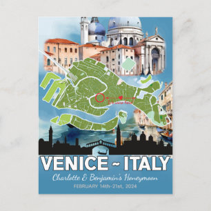 Romantisk Smekmånad Semester Venedig Italien Karta Vykort