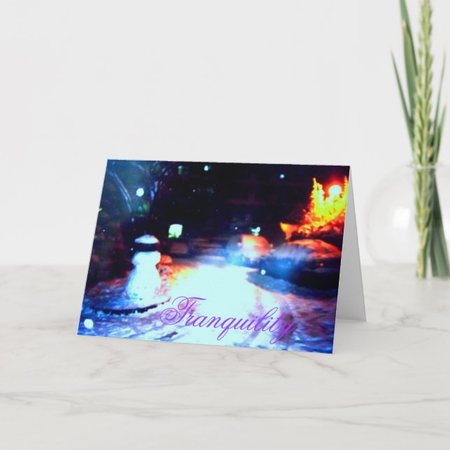 •·♥Romantisk snöig natt scen julkort♥·• Kort (Framsida)