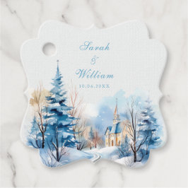 Romantisk snowy vinterkyrkans bröllop favoritMärkr Gåvor Etiketter