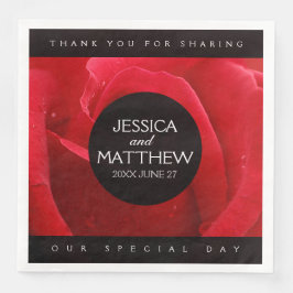 Romantisk Snyggt Röd ros Blommigt Bröllop Pappersservett