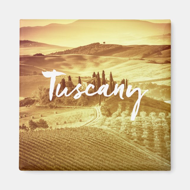 Romantisk solig tuscany-Italien-borsttypografi Magnet (Framsidan)