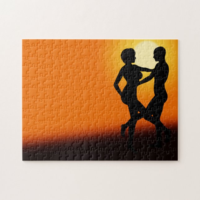 Romantisk solnedgång Dancing Couple Jigszle Puzzle Pussel (Horisontell)