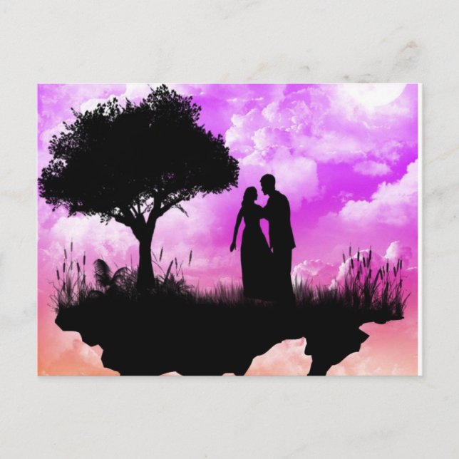 Romantisk solnedgång vykort (Framsida)