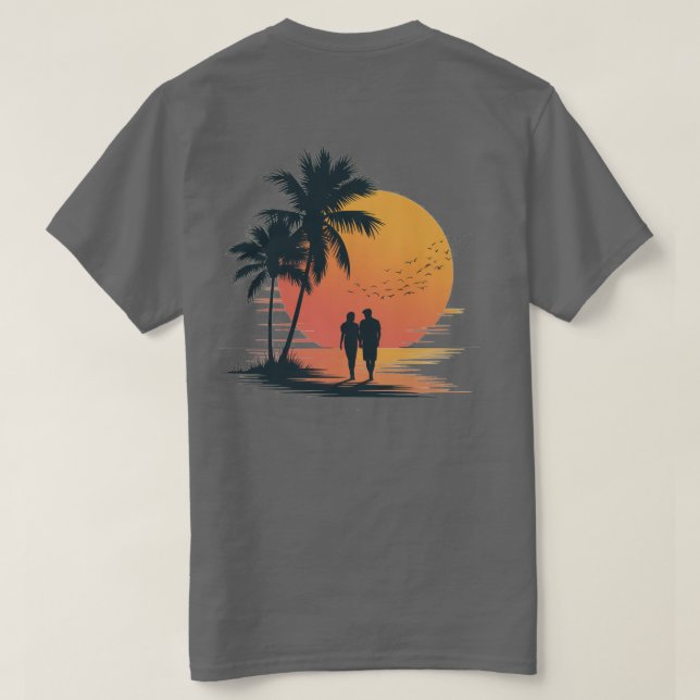 Romantisk solnedgångspromenad t shirt (Design baksida)