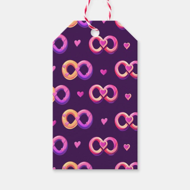 Romantisk, sömlös mönster med hjärta och bröllop presentetikett (Framsidan)